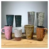 (8PC) MEG SMEAL POTTERY CUPS/MUGS | Handmade Art Pottery Assorted Mugs/Cups, most pieces signed. - h