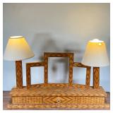 TRAMP ART DRESSING MIRROR | Tramp Stick Art Dressing Mirror in 3 Parts with drawer and 2 lights (mat