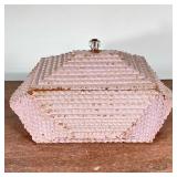 TRAMP ART BOX | Tramp Art Box in a Diamond Shape with old beige paint. - l. 13.5 x w. 10 x h. 8 in