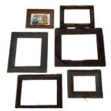 (6PC) TRAMP ART FRAMES | Tramp Art Frames. Very nice examples including one with Engagement Cigar ad