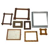 (8PC) TRAMP ART FRAMES | (8) Tramp Art Frames including a very nice Multi Colored Woods frame and un