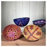 (4PC) PEPE SANTIAGO GOURD BOWLS | Pepe Santiago Vintage Painted Gourd Sculptural Bowls from Mexico. 