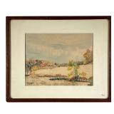 R. DREW WATERCOLOR | R Drew Watercolor of Field. - l. 21 x h. 17 in