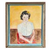 WATERCOLOR OF WOMAN | Small watercolor of a woman; signed in lower right “SMH” and in the middle “N.