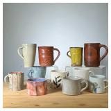 (11PC) MEG SMEAL ART POTTERY CUPS | Art pottery Mugs, cups. By Meg Smeal and other Potters. - h. 5 i