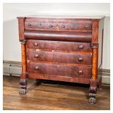 EMPIRE CHEST OF DRAWERS | 19th Century Classic Empire Dresser with mahogany veneer, having two drawe