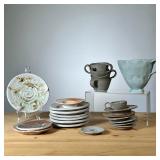 (23PC) MEG SMEAL POTTERY GROUP | Meg Smeal and other Potters Including small tea cups small saucers 