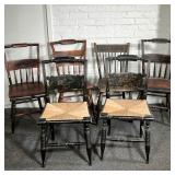 (6PC) HITCHCOCK CHAIRS | (2) Pair Hitchcock Medallion back, rush seat, Stenciled "Hitchcock", (2) Pa