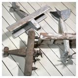 (3PC) FOLK ART WOODEN PLANES | (2) Wood Biplanes both with old paint. (1) Twin Engine Plane in old g