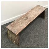 VINTAGE WOOD STOOL | Vintage Wood Stool with splayed ends. Wire support. Sturdy. - l. 30 x w. 7.5 x 