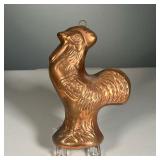 COPPER ROOSTER MOLD | Copper rooster-shaped baking dish / mold, no apparent markings. - w. 5-1/2 x h