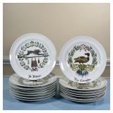(15PC) GIRAUD PLATES | Porcelaine D’Auteuil plates with different game animal patterns. 