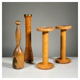 (4PC) VINTAGE TEXTILE BOBBINS & OTHER | Includes 2 Cannon House vintage textile bobbins and other wo