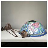 FLORAL SLAG GLASS HANGING LAMP | Featuring beautiful slag glass patterns to form flowers, stems and 