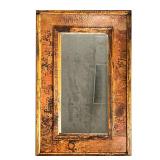 RUSTIC HAMMERED COPPER MIRROR | Weather wood frame with hammered copper insert, made in Mexico. - w.