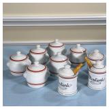 (9PC) D’AUTEUIL LIDDED JARS | Including three jars (h. 2.5 in.) and six lidded pots (w. 3-3/8 in.) 