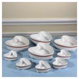 (9PC) D’AUTEUIL HEART DISHES | Including five small heart shaped dishes (l. 3.5 in.) and four of lar