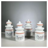(4PC) D’AUTEUIL LIDDED JARS | All of the same size, and with label, “Moutarde extra forte”. - h. 6.7