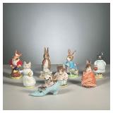 (8PC) BEATRIX POTTER FIGURES | Peter Rabbit and other porcelain figures, F. Warne & Co., Beswick Eng