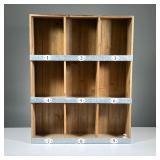 RUSTIC STYLE WALL SHELF | With 9 numbered cubby holes. - l. 19 x w. 6 x h. 24 in 