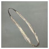 STERLING BEADED NECKLACE | Sterling silver multi-strand beaded necklace, stamped 925 on the clasp an