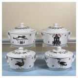 (4PC) D’AUTEUIL LIDDED DISHES | Including two measuring h. 4.5 c w. 10 in. And two w. 8.75 in. 