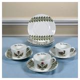(9PC) D’AUTEUIL TEACUPS | Including three tea cups, three saucers, and three additional under plates
