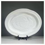 ANTICA FORNACE TURKEY PLATTER | Italian white glazed ceramic Thanksgiving serving platter with a tur