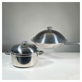 CIRCULON HI-LOW SYSTEM STAINLESS STEEL WOK | Near new, with insert and paperwork, manufactured in Ho