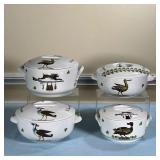 (4PC) D’AUTEUIL LIDDED DISHES | Smallest w. 7.75 in. - w. 10 x h. 4.75 in (largest) 