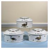 (3PC) D’AUTEUIL OVAL LIDDED DISHES | Including a pair and one of slightly smaller size. - l. 9.5 in 