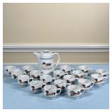 (19PC) D’AUTEUIL DEMITASSE CUPS | Including 18 stacking demitasse cups and a single picture sans lid