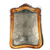 HENREDON MIRROR | Large mirror with carved wooden border and slotted crown. - w. 30 x h. 45 in 