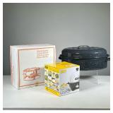 (3PC) KITCHEN ITEMS | Including a Dash rapid egg cooker, a Stockli Kupfer fondue stand, and a covere