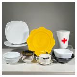 LARGE LOT CONTEMPORARY CERAMICS | Including iti plates, an English steelite yellow plate, a Swiss cr
