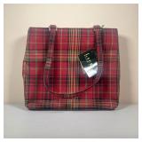 RALPH LAUREN PLAID HANDBAG | New with tag, red plaid Ralph Lauren purse. - l. 11 x w. 3 x h. 18.5 in