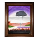 OIL PAINTING OF TREE BY POND | Oil Painting signed AJB Tree by Pond. - l. 20.25 x h. 24.5 in (With F