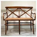 BENTWOOD BENCH WITH WOVEN CANE SEAT | Bentwood Bench with X backrest. Woven Cane Seat. - l. 39.5 x w