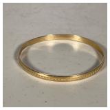 14K GOLD BRACELET | 14K Gold Bangle Bracelet with stamped design, "14K" fineness mark. - dia. 2.5 in