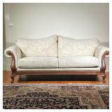 BROYHILL FRENCH STYLE SOFA | Broyhill French Style Sofa with Cream Damask upholstery Excellent Condi
