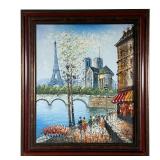 BURMAN EIFFEL TOWER OIL PAINTING | Framed oil of Paris scene with the Eiffel Tower. Signed Burman. -