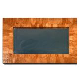 LARGE WALL MIRROR | Beveled glass wall mirror in a brown leaf-wrapped frame. - w. 30 x h. 46 in 