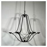 CAST IRON CANDLE CHANDELIER | Black cast iron chandelier with 6 candle holders (not electrified). - 