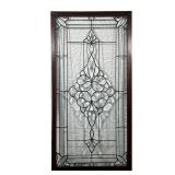 DECORATIVE LEADED GLASS WINDOW | Hand-made leaded glass window with floral design in middle and acce
