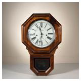 ETHAN ALLEN REGULATOR CLOCK | Dark wood hanging wall clock with Westminster Chime. - l. 13 x w. 5 x 