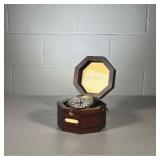 BULOVA CLOCK IN CASE | Brass Bulova presentation Clock in wood case. Battery-operated Model :B7910. 