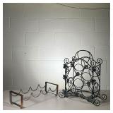 (2PC) WINE RACKS | Features 6-bottle wine rack with grape & grapevine decoration & 4-bottle wine rac