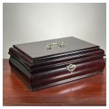 JEWELRY BOX | Dark finish wood. Velvet liner 