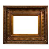 BURNISHED GOLD FRAME | Large carved frame in a burnished gold finish with wreath carved border. - l.