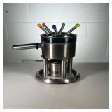 STAINLESS STEEL FONDUE SET | Includes fondue pot, base with pot holder, small container for flame, a